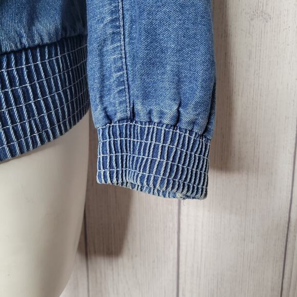 Vintage Floral Embroidered Blue Denim Rodeo Western Rodeo Jacket Womens Size S - Picture 6 of 12